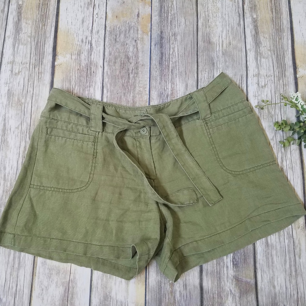 Anthropologie Hei Hei Green Linen Shorts